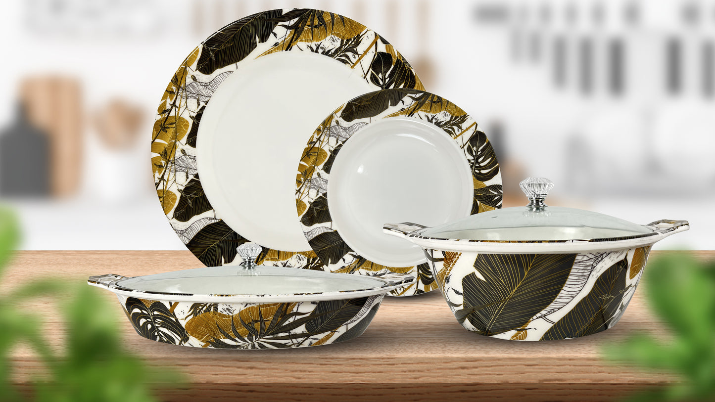 77 Pieces Melamine Double Glaze Dinnerware Set - Excellent 09 [8 Person Serving]