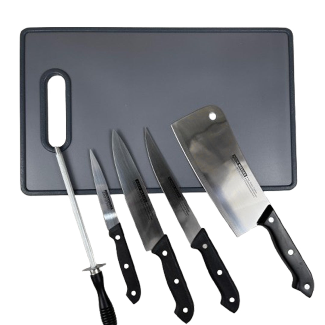 6-Piece Professional Kitchen Knife Set with Cutting Board & Sharpener