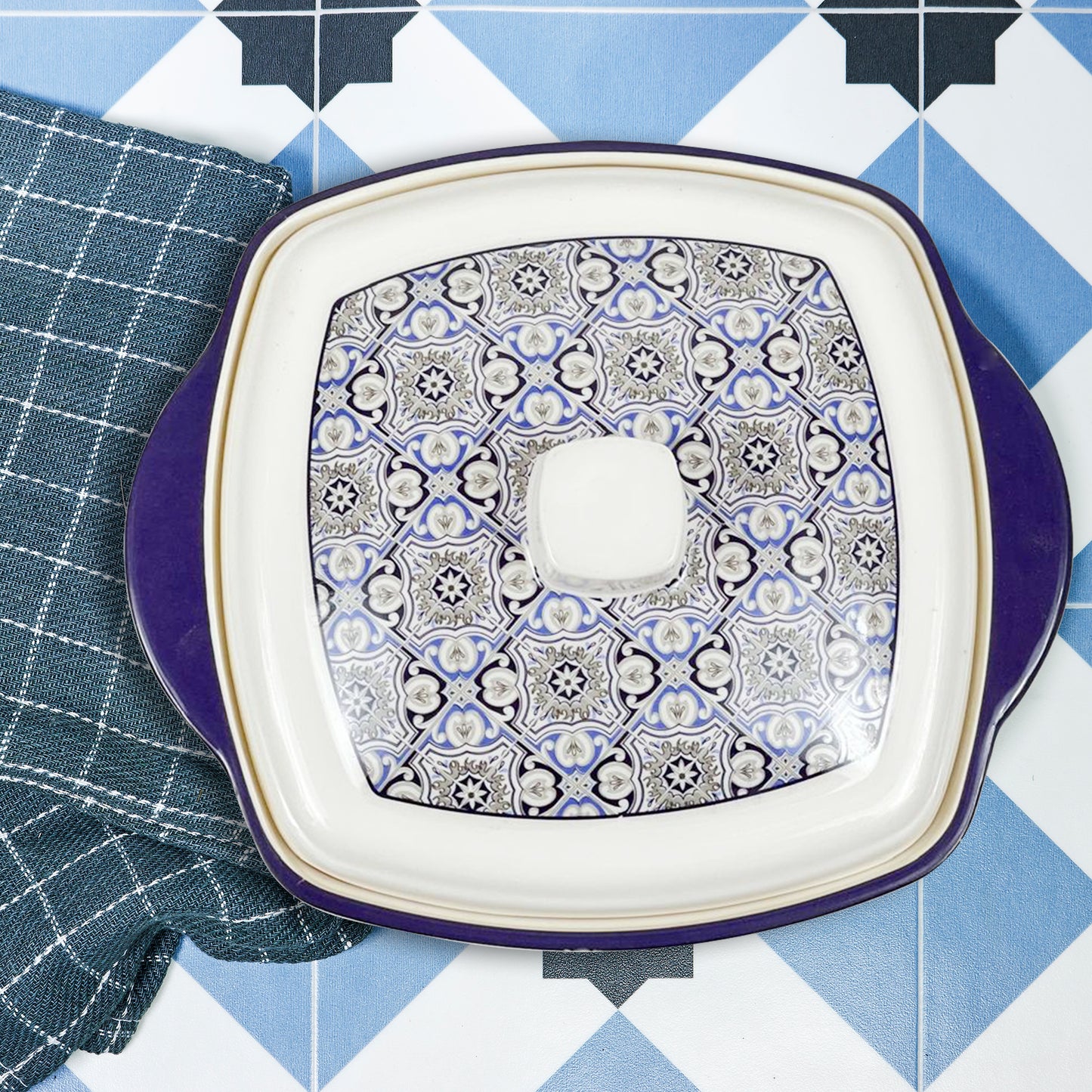 Double Glazed Rectangle Curry Bowl with Lid & Small Soup Bowl Set - R2