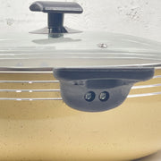 Non Stick Marble Coating Classic Wok/Karahi with Glass Lid - Beige