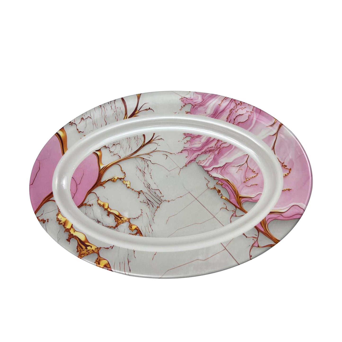 Set of 2 Double Glazed Round Rice Tray - D2