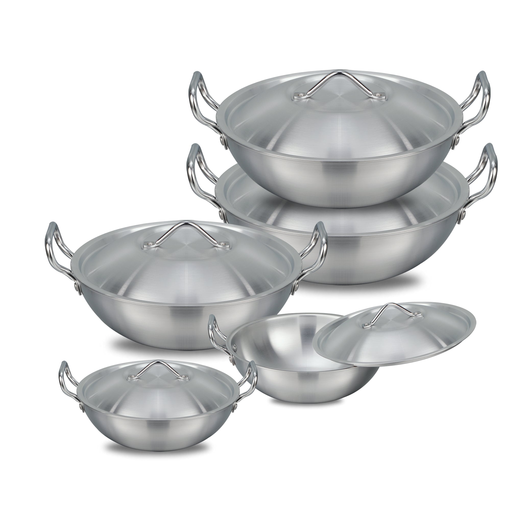 Metal Finish Aluminum Wok/Krahi Set