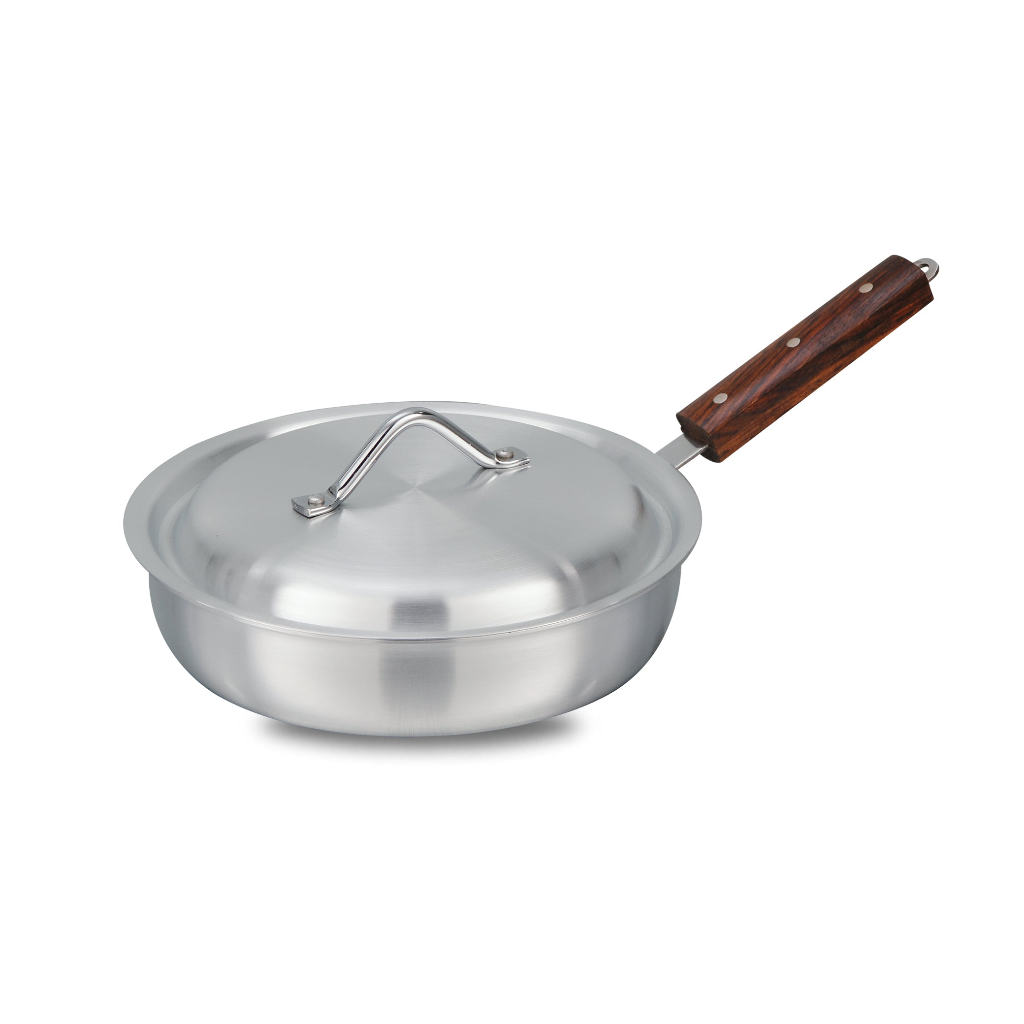 Metal Finish Aluminum Fry Pan with Lid