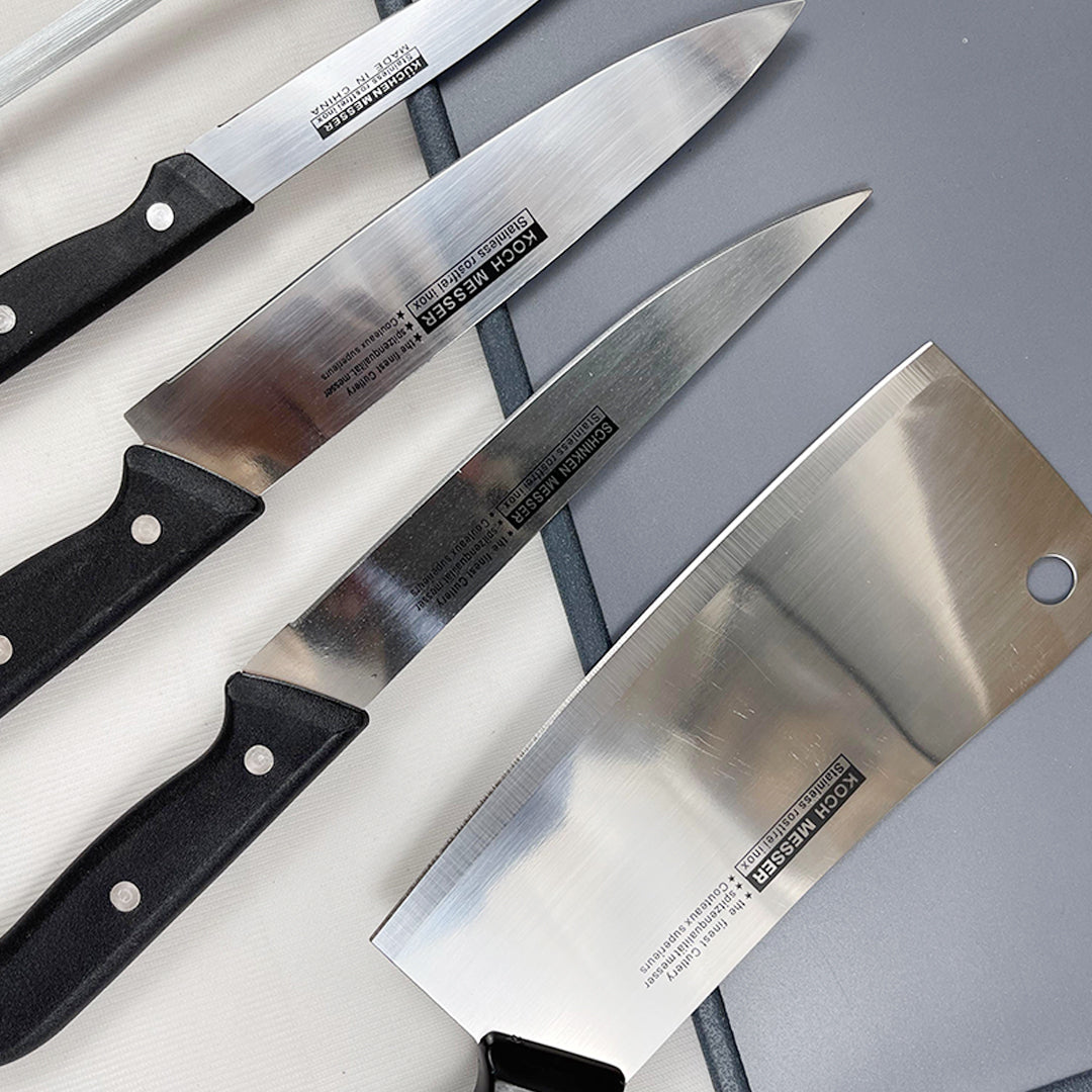 6-Piece Professional Kitchen Knife Set with Cutting Board & Sharpener