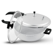 Premium Quality Green 2 in 1 Wok Plus Pressure Cooker [Karahi Cooker] with Glass Top