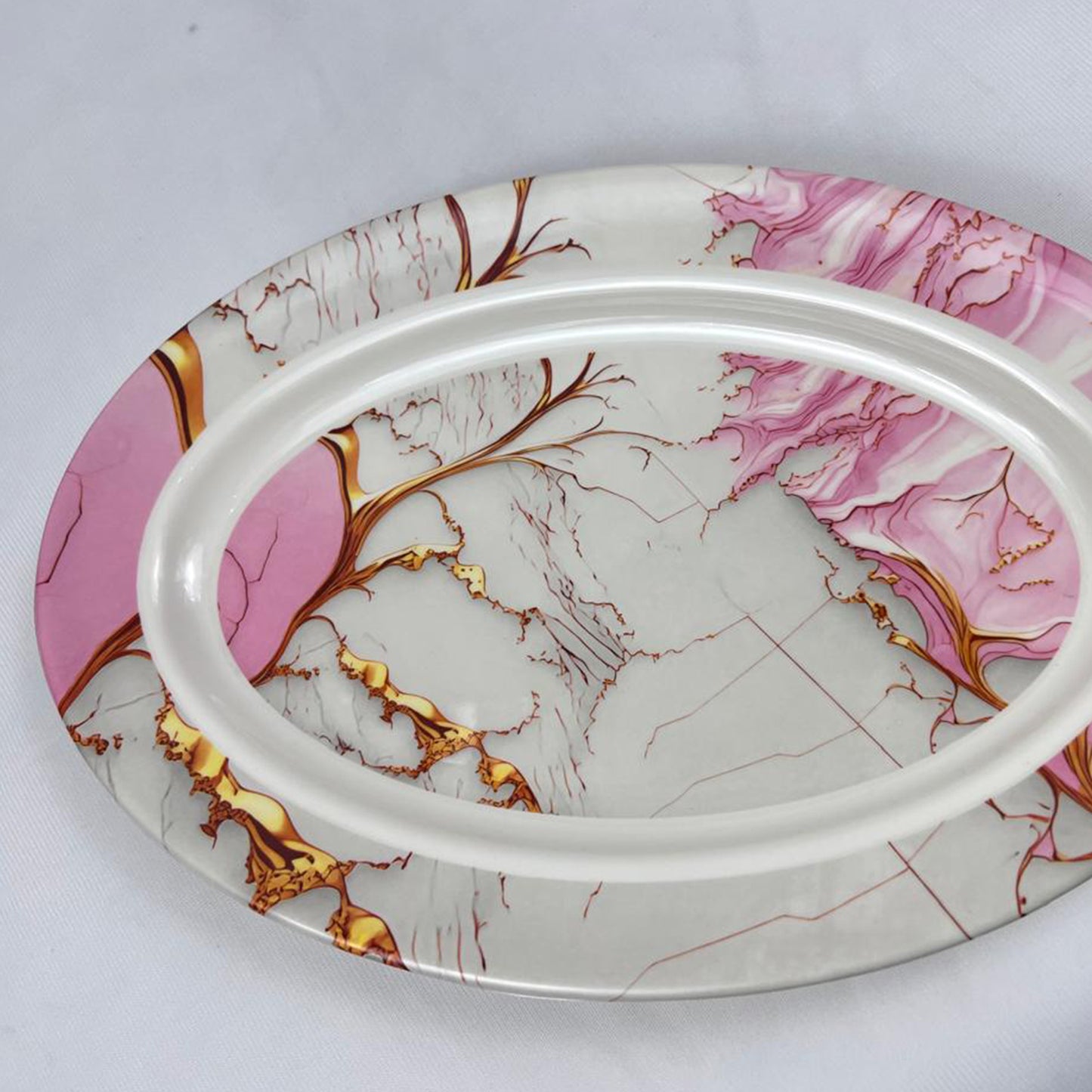 Set of 2 Double Glazed Round Rice Tray - D2