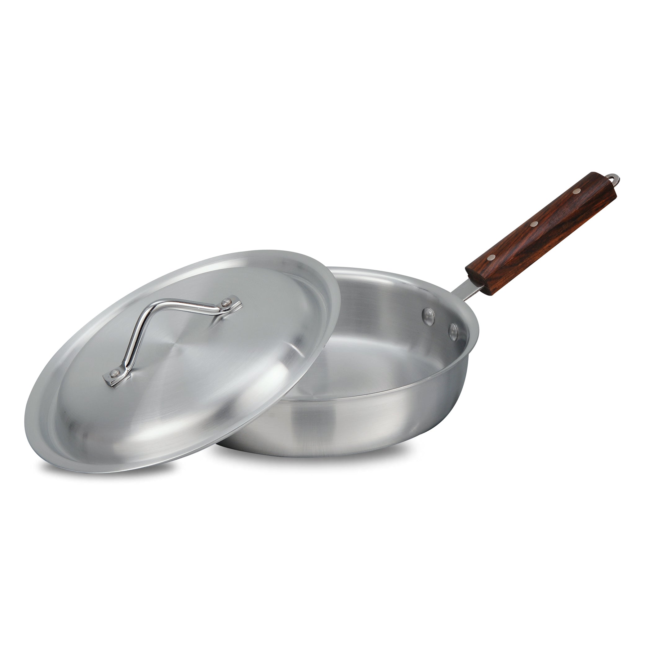 Metal Finish Aluminum Fry Pan with Lid