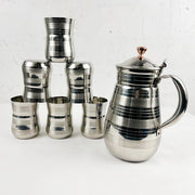 Stainless Steel Silver Touch Shiny Heavy Material Water Set (6 Glasses + 1 Jug)