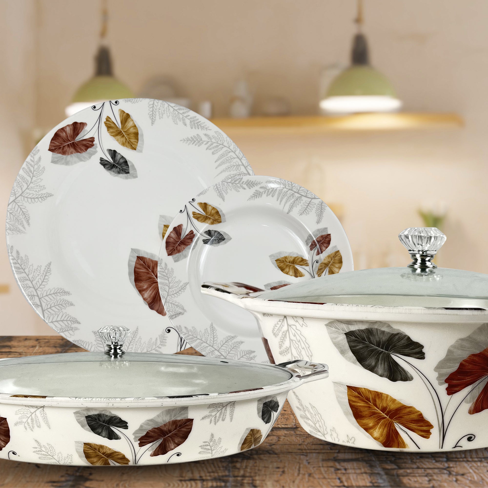 77 Pieces Melamine Double Glaze Dinnerware Set - Excellent 04 [8 Person Serving]