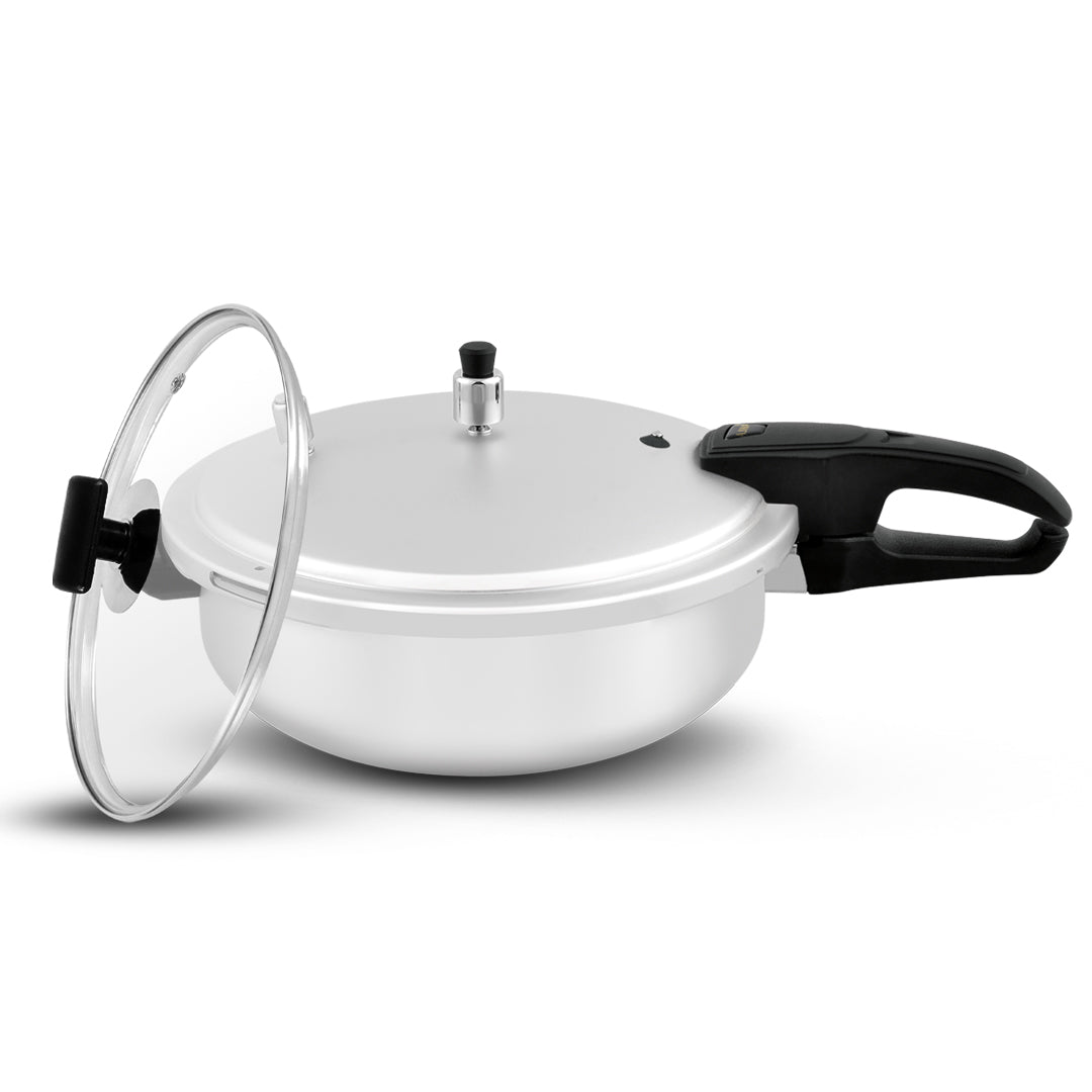 Premium Quality Green 2 in 1 Wok Plus Pressure Cooker [Karahi Cooker] with Glass Top