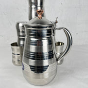 Stainless Steel Silver Touch Shiny Heavy Material Water Set (6 Glasses + 1 Jug)