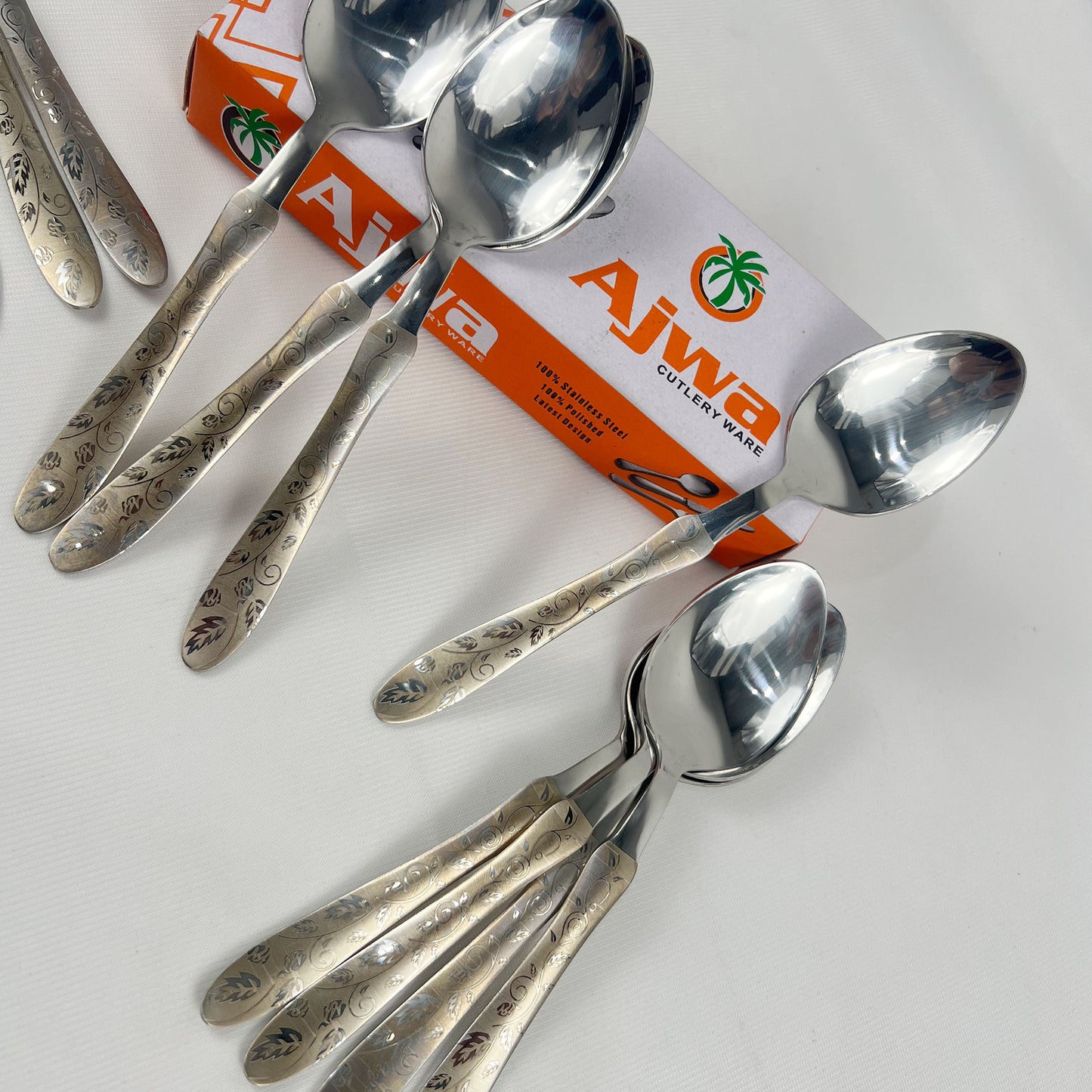 Stainless Steel Table Spoon Set – Elegant Flower Design