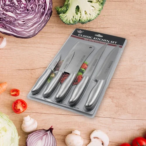 5-Piece 100% Stainless Steel Classic Kitchen Knife Set