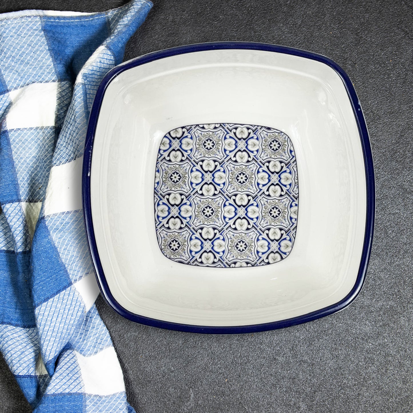 Double Glazed Rectangle Curry Bowl with Lid & Small Soup Bowl Set - R2