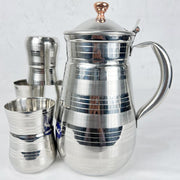 Stainless Steel Silver Touch Shiny Heavy Material Water Set (6 Glasses + 1 Jug)