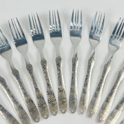 6-Piece Stainless Steel Table Fork Set – Elegant Flower Design