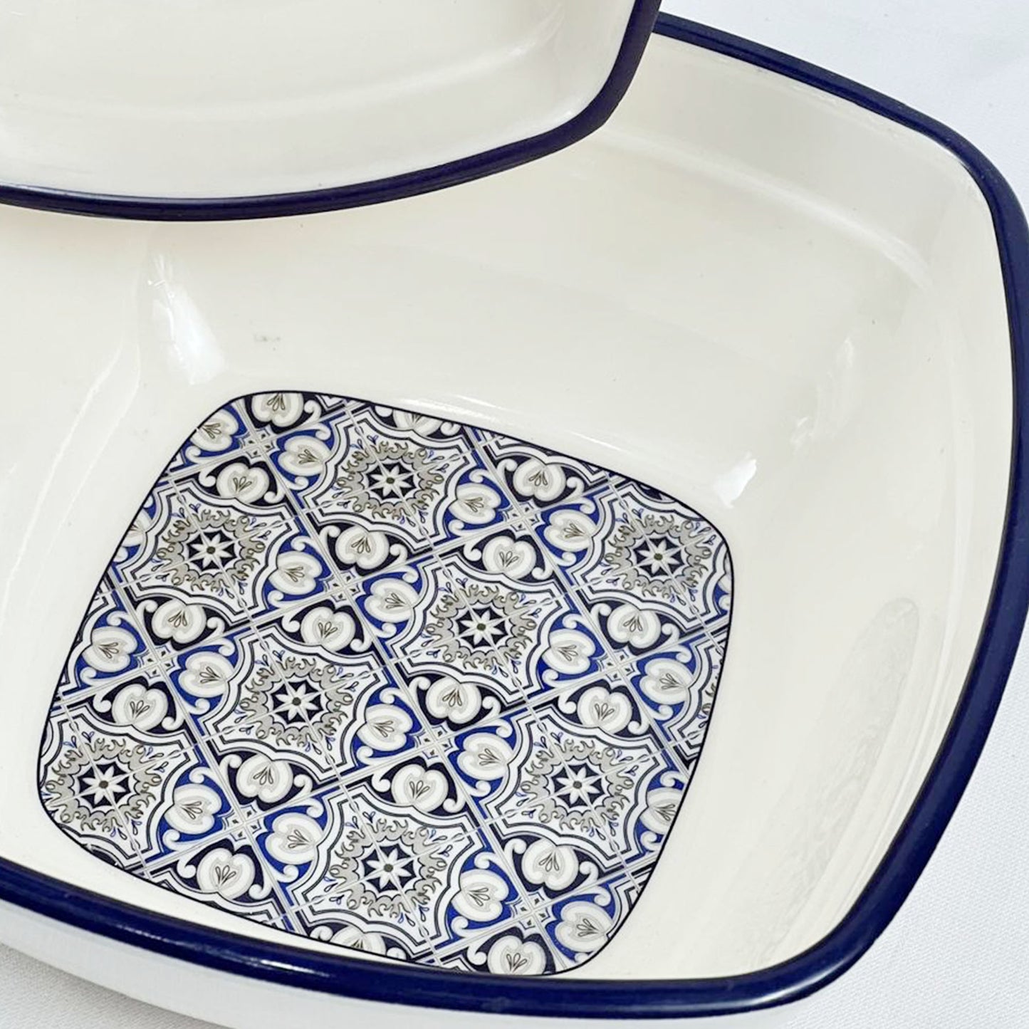 Double Glazed Rectangle Curry Bowl with Lid & Small Soup Bowl Set - R2