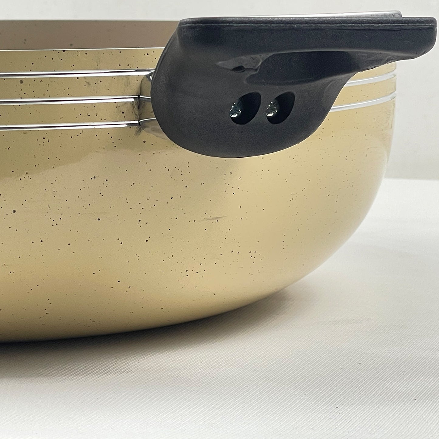 Non Stick Marble Coating Classic Wok/Karahi with Glass Lid - Beige