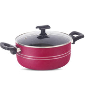 Non Stick Marble Coating Classic Casserole/Begona with Glass Lid - Maroon