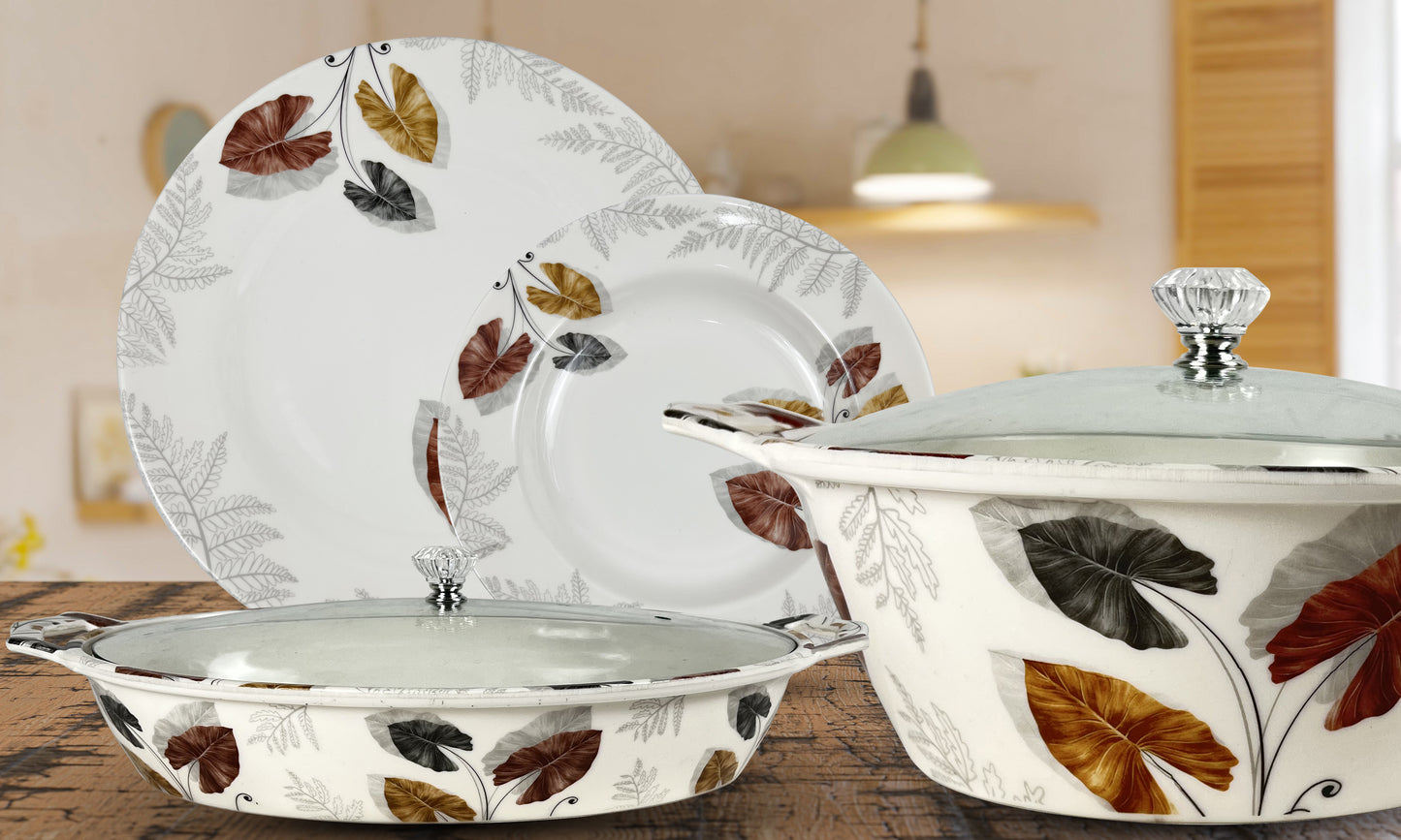 77 Pieces Melamine Double Glaze Dinnerware Set - Excellent 04 [8 Person Serving]