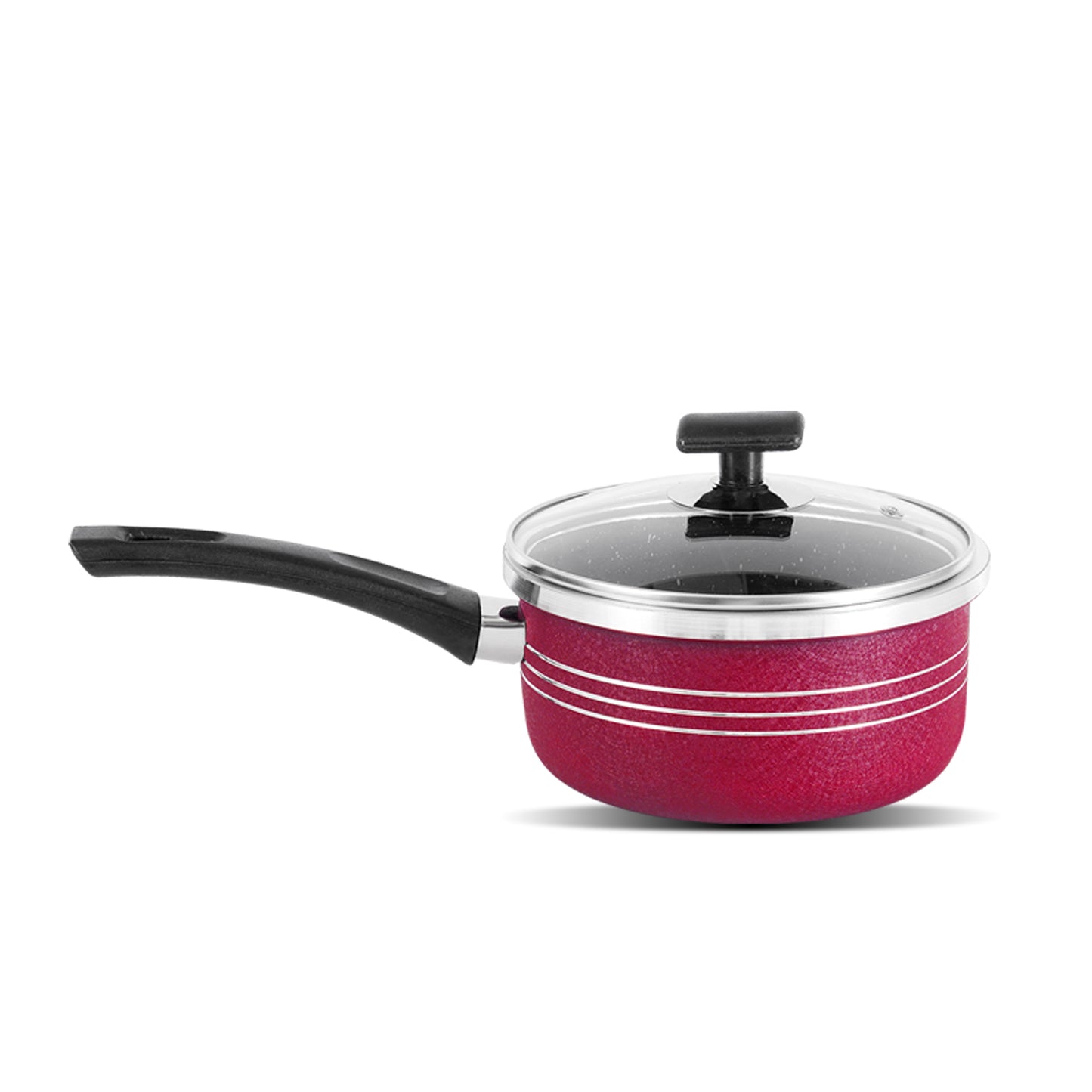 Non Stick Marble Coating Forging Sauce Pan - Maroon & Black