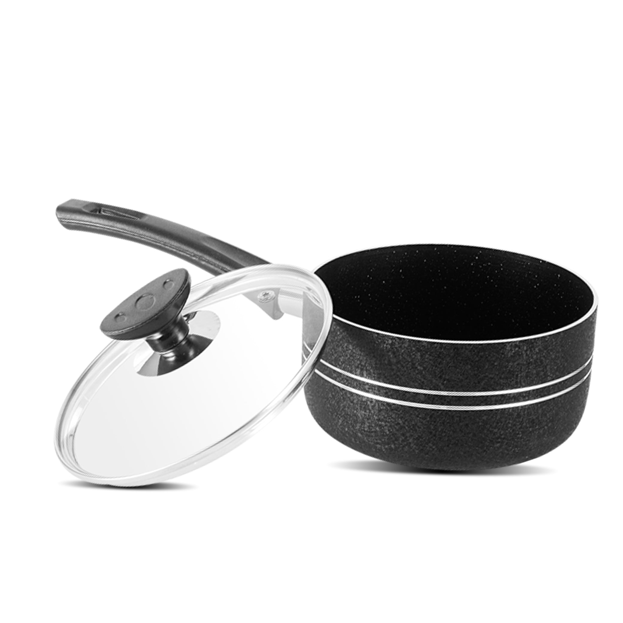 Non Stick Marble Coating Classic Sauce Pan - Black